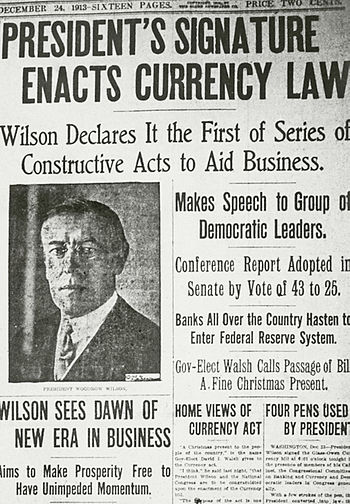 president wilson signature enacts currency law